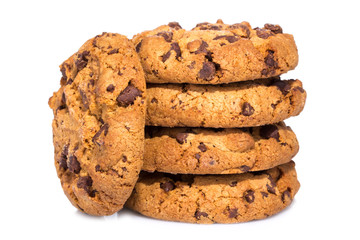 Chocolate chips cookies isolated on white
