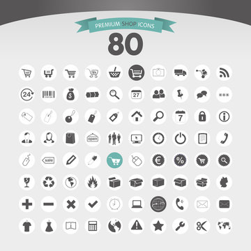 Icon Button Set - Shop Onlineshop Einkaufskorb Liefern Paket