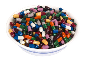 Close-up of a bowl of capsules