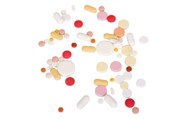 High angle view of assorted tablets
