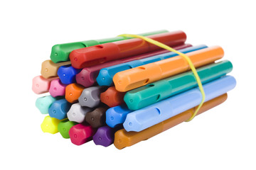 Close-up of a bundle of felt tip pens