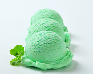 Scoops of green ice cream