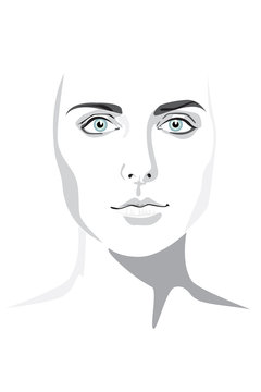Beautiful woman face hand drawn vector illustration eps