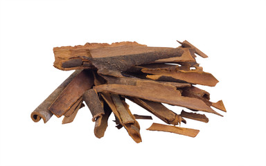 Close-up of a heap of cinnamon sticks