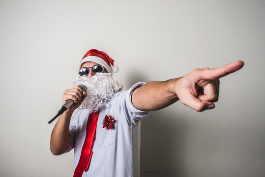 funny santa claus babbo natale singing Stock Photo | Adobe Stock