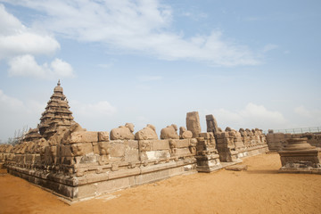 Ancient Shore Temple at Mahabalipuram, Kanchipuram District, Tamil Nadu, India