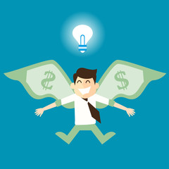 Businessman with money and the idea of