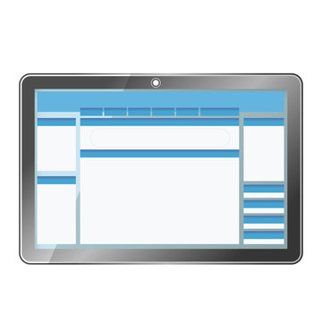 tablet with a website template.