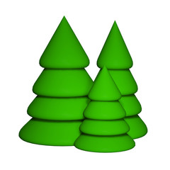Christmas tree 3d isolated on the white background