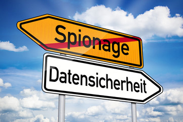 Obraz premium Wegweiser mit Spionage und Datensicherheit