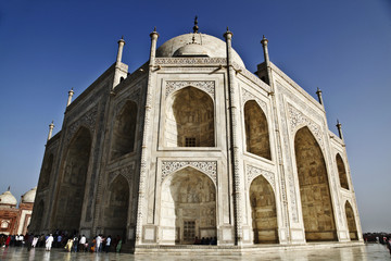 Fototapeta na wymiar Tourists at a mausoleum, Taj Mahal, Agra, Uttar Pradesh, India