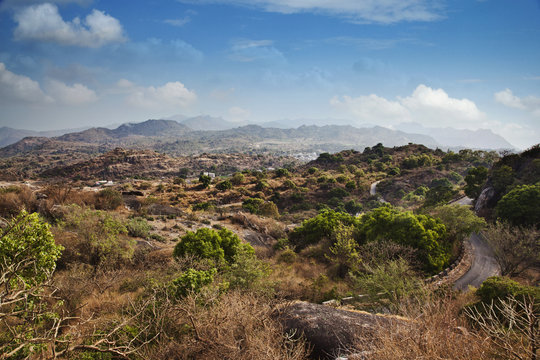 Clouds over Guru Shikhar, Arbuda Mountains, Mount Abu, Sirohi District, Rajasthan, India