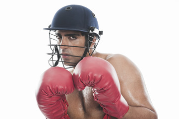 Fototapety  Portret męskiego boksera ćwiczącego boks