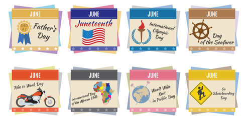World holidays. June