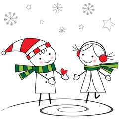cute boy and girl falling in love