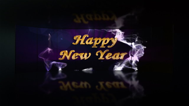 Happy New Year Text in Monitor, with Final White Transition