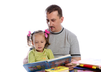 father with daughter in read