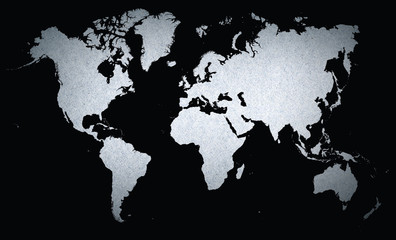Fototapeta na wymiar black and white world map on handmade paper
