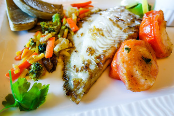 grilled seafood and vegetables