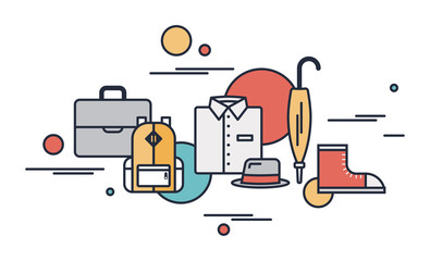 Outline clothing and everyday objects