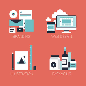 Flat design corporate style icons