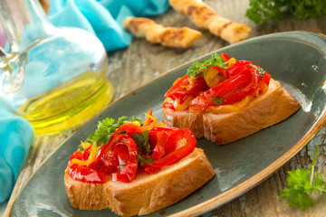 Bruschetta with peppers.