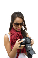 Female photographer holding a camera