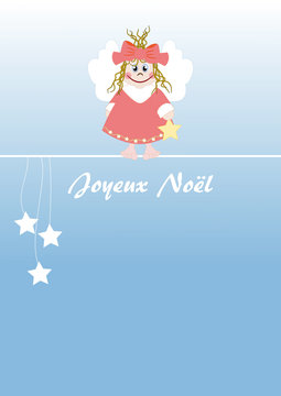 Cute little angel french text: Merry Christmas