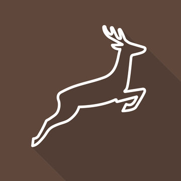 Reh Umriss Icon mit langem Schatten auf braunem Hintergrund