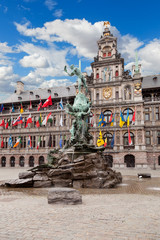 Central square and Brabo statue in Antwerpen - 58313578