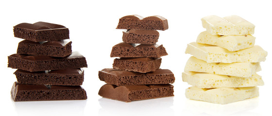 Hill of black, white and milk chocolate