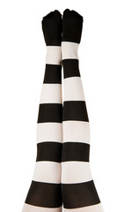 tights in black and white stripes on the legs girls