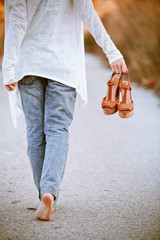 barefoot woman