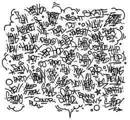 Multiple urban art and graffiti tags, slogans. Vector © foreks