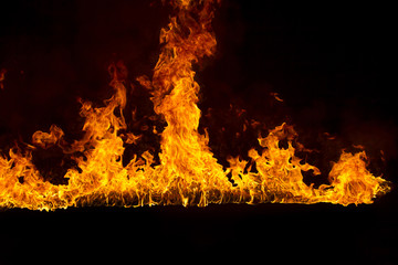 Blazing flames on black background