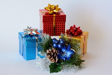 Three boxes of Christmas gifts