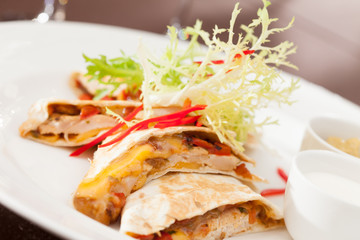kebab sandwich with chicken and cheese