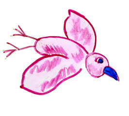 purple pink pet bird flies watercolor