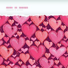 Vector Red Valentine's Day Hearts Horizontal Torn Seamless