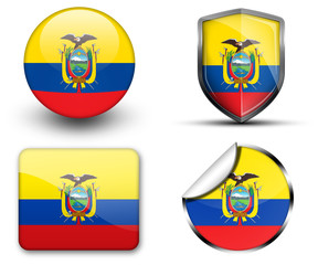 Ecuador flag button sticker and badge