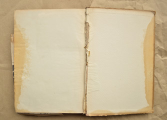 Open Book blank on old background