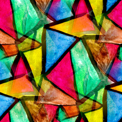 Fototapeta premium mosaic pattern of bright colorful watercolor seamless background