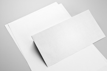 Sheets of paper and envelope