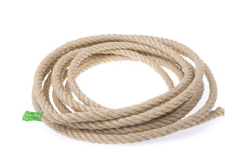 A roll of sturdy rope material. Twisted into a circle.