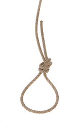 Loop made ​​of rope for hanging. On a white background.