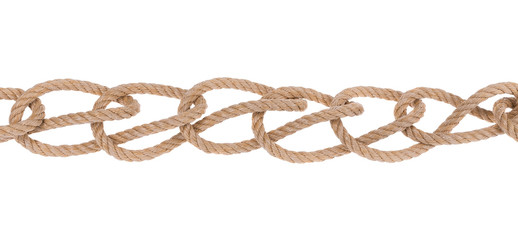 Decorative loops on the rope, close-up on a white background.