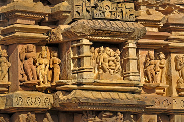 Human Sculptures at Khajuraho, India - UNESCO heritage site.