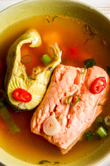 Fish soup made ​​of two fish species