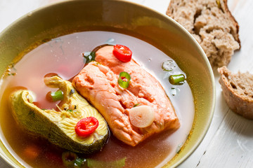 Spicy soup made ​​of two fish species