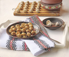 A tray with ukrainian  food of 